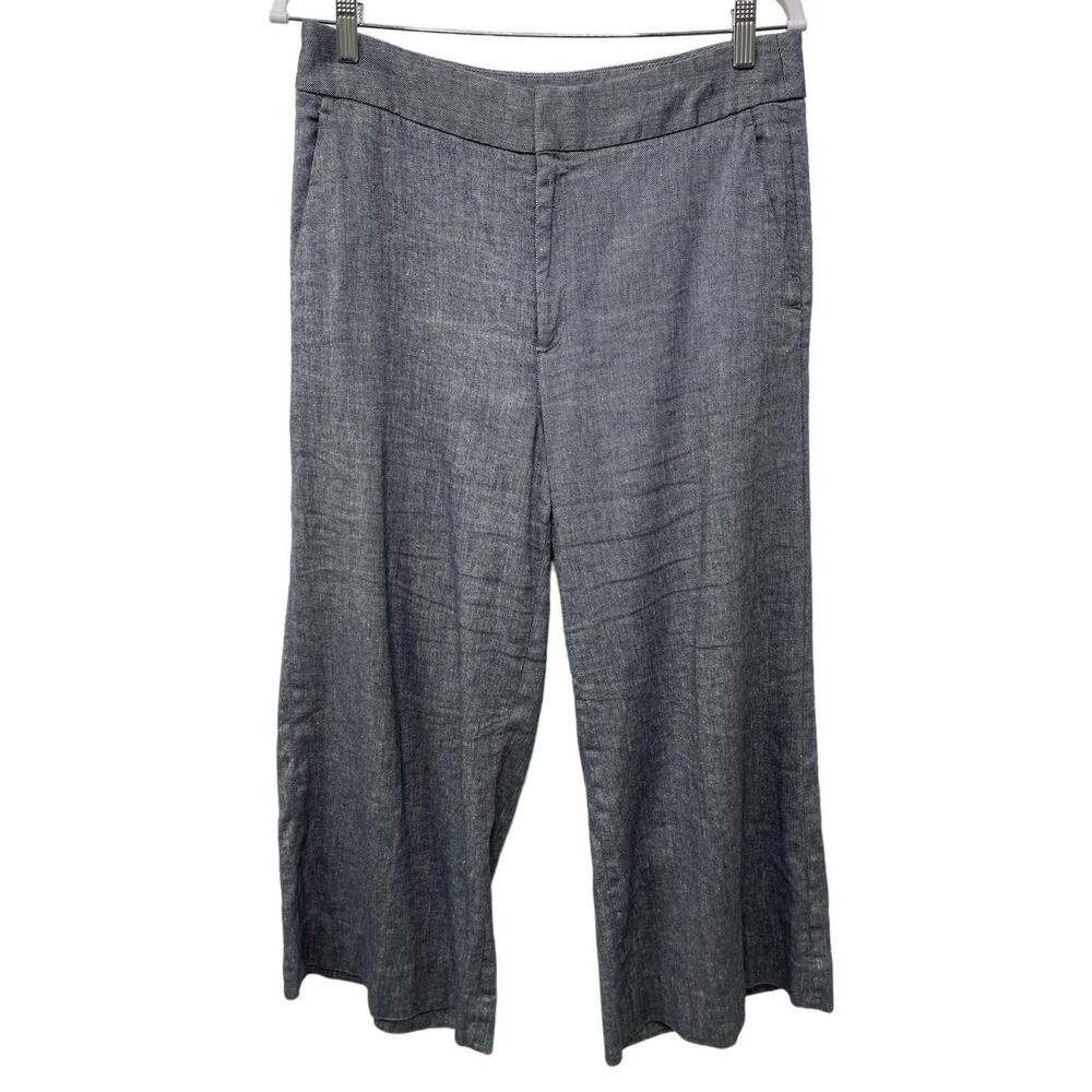Banana Republic High Rise Flat-Front Wide Leg Trouser‎ Capri Pants Gray Womens 8